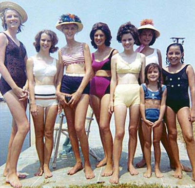 1963 - Irene, Linda High, Betty Warren, Linda Manson, Debbie Johns, Gloria Wolfe, Sandy Manson and her friend Laura