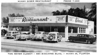 Mid 1950's - the Miami Diner at 8301 Biscayne Boulevard, Miami 38, Florida