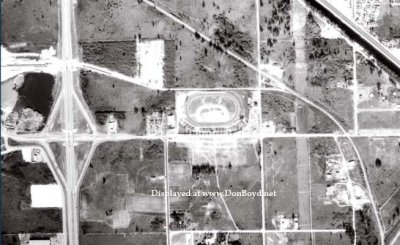 1963 - aerial view of the Palmetto Speedway on NW 74th Street and Milam Dairy Road (NW 72nd Avenue), Medley