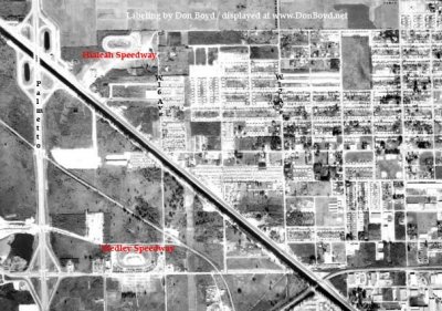 1963 - aerial view of Palmetto Speedway in Medley and Hialeah Speedway in Hialeah