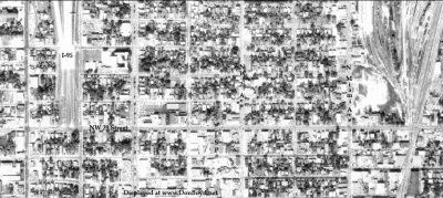1963 - aerial view of when I-95 ended at NW 29th Street and NW 5th Avenue, Miami