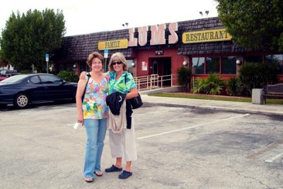 October 2008 - Linda Mitchell Grother and Brenda at the last Lums restaurant in the southeastern USA