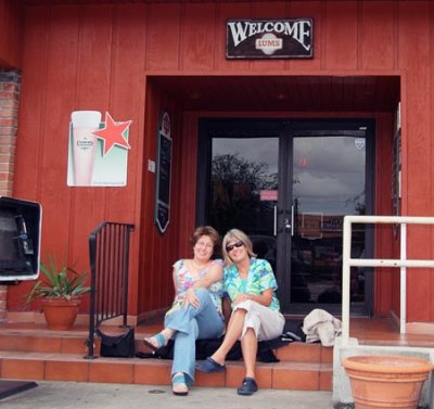 October 2008 - Linda Mitchell Grother and Brenda at the last Lums restaurant in the southeastern USA