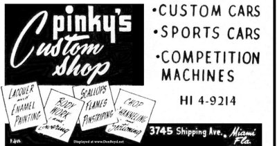 Late 1950's - ad for Pinky's Custom Shop