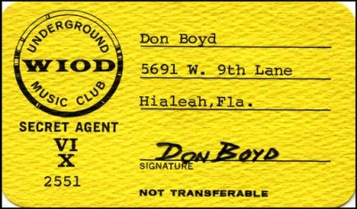 1960's - WIOD underground music club card