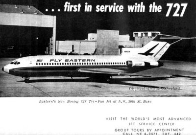 1964 - Eastern Air Lines ad promoting their new B727-25 in the Home News