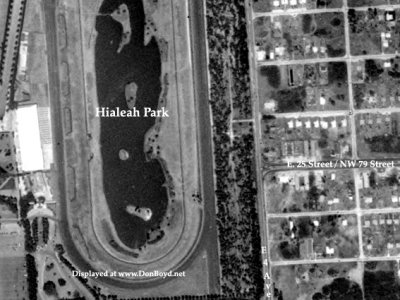 1952 - aerial view of Hialeah Park, E. 4th Avenue, E. 25th Street, Hialeah