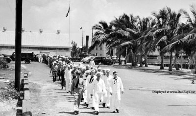 1943 - U. S. Navy sailors marching at the Sub Chaser Training Center at the Port of Miami