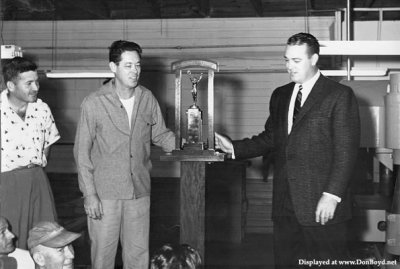 1950 - Byron Creel receiving an award for having the cleanest shop at Aerodex in the MIAD section of Miami International Airport