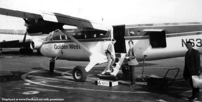 1972 - Richard Silagi boarding a Golden West DHC-6 Twin Otter N6383 at San Francisco International Airport