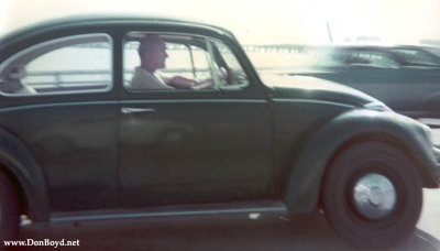 Early 1970's - John M. Boyd and his Volkswagen Beetle on the MacArthur Causeway