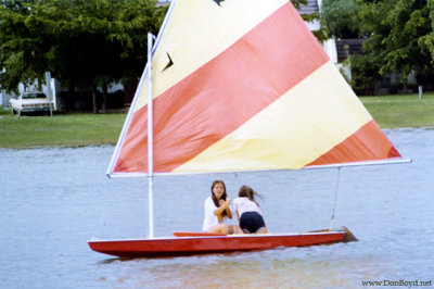 1979 - Dana Cook and Kim McNatt sailing on Lake Suzie
