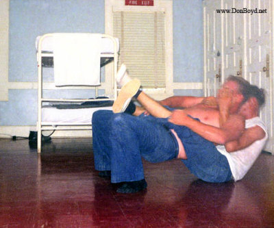 1967 - two Coasties wrestling in the non-rate quarters at CG Station Lake Worth Inlet on Peanut Island