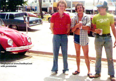 Mid 1970's - Goatboy, Greg Allen and Kent Blanton in the Pier Park parking lot at South Beach