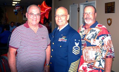 May 2009 - Don Boyd, Master Chief Jim Walters and Bob Pear at Jim's retirement celebration from the U. S. Coast Guard Reserve