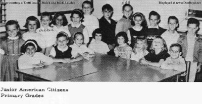 1963 - closeup of DuPuis Junior American Citizens Class Officers from primary grades