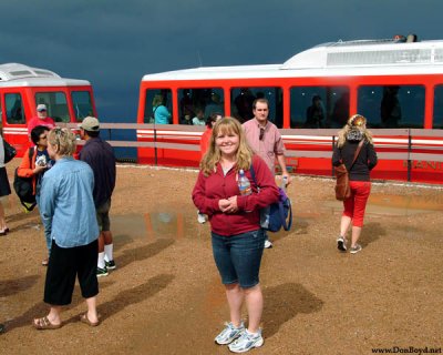 July 2009 - Karen after getting off the cog train on top of Pikes Peak, Colorado