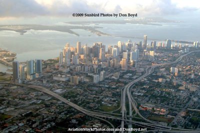 2009 - aerial sunrise view of downtown Miami