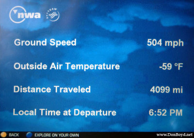 Our flight information onboard Northwest Airlines flight 803
