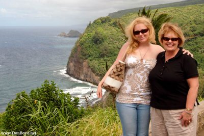 July 2009 - Donna and Karen at a lookout point on the north coast of the Big Island