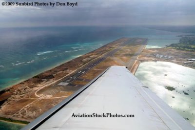 A takeoff aerial view runway 8R-26L (the reef runway) at Honolulu International Airport