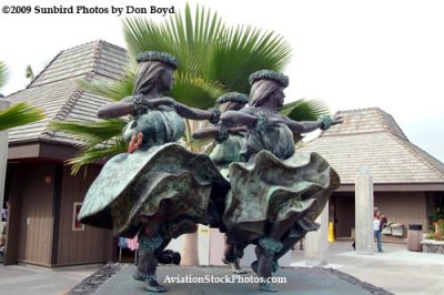 Hula girl statues at the inter-island terminal at Kona International Airport, Hawaii