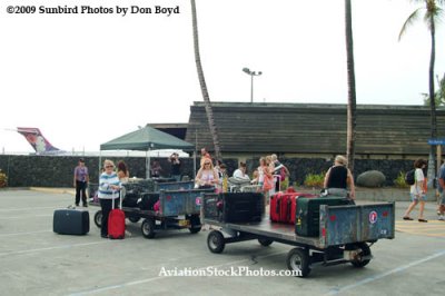 The Hawaiian Airlines bag claim area at the inter-island terminal at Kona International Airport, Hawaii