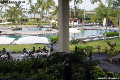 July 25 - the view towards the ocean from the lobby of the Marriott resort at Waikoloa Beach, Big Island