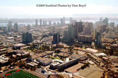 Approach into San Diego past downtown stock photo #2990