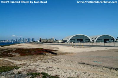 Naval Air Station North Island helos and hangars with downtown San Diego in the background military stock photo #3022