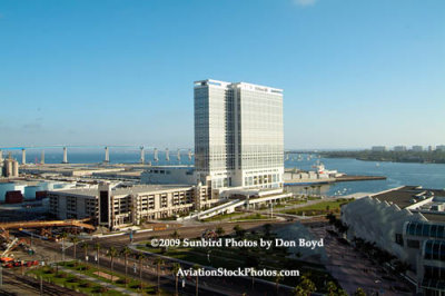 The view of the Hilton Hotel and the Coronado Bridge from our suite at the Omni Hotel stock photo #3006