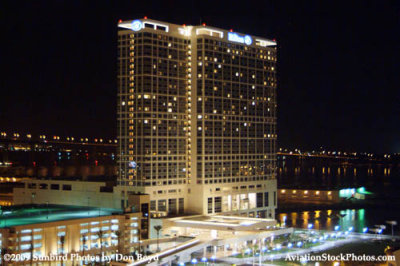 A night time view of the Hilton Hotel from the balcony of our suite at the Omni Hotel, San Diego, landscape stock photo #3013