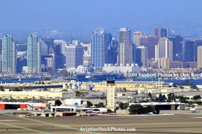 Naval Air Station North Island with downtown San Diego in the background landscape stock photo #4766