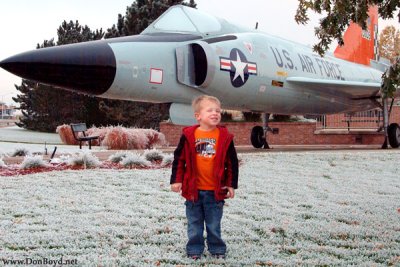 October 2009 - Kyler with Convair F-102A Delta Dagger #AF56-1109 at Peterson Air Force Base