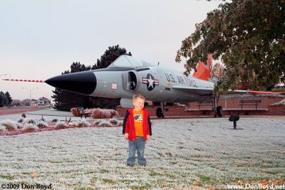 October 2009 - Kyler with Convair F-102A Delta Dagger #AF56-1109 at Peterson Air Force Base