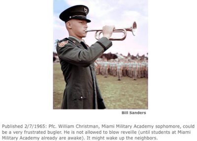 1965 - PFC William Christman, bugler at Miami Military Academy