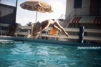 1957 or 1958 - Sam Pietrofitta's brother diving in the Ken-Lin Motel's swimming pool