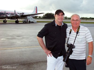 2010 - huge aviation buff (and great actor) John Travolta and Don Boyd with the HFF's restored Eastern DC-7B N836D