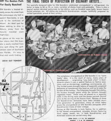 Late 1950's / early 1960's - an article about the Old Scandia Restaurant in Opa-locka