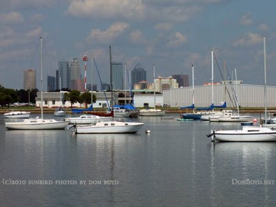 2010 - sailboats in the seaplane basin at Peter O. Knight Airport with downtown Tampa in the background (#4137)