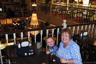 October 2010 - Kyler with Grandma Boyd at his favorite restaurant, Fargo's Pizza