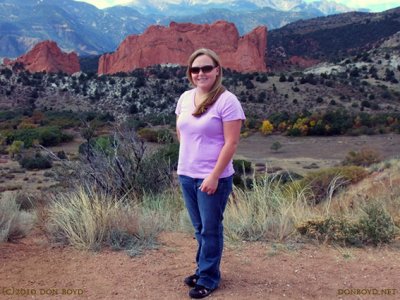 October 2010 - Karen at an overlook across from Garden of the Gods