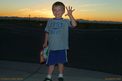 July 2010 - Kyler at sunset over the Rockies a short distance south of Denver International Airport