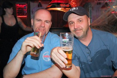 December 2010 - Joe Pries and Kev Cook at Bryson's Irish Pub with our server Barbie in the background