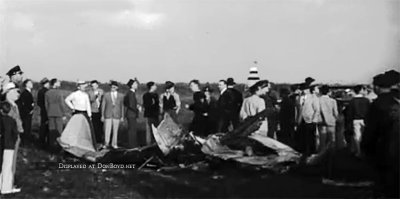 1937 - spectators looking at aircraft crash at the 10th Annual All American Air Races at Miami Municipal Airport