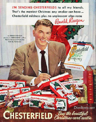 Chesterfields for Christmas, promoted by Ronald Reagan