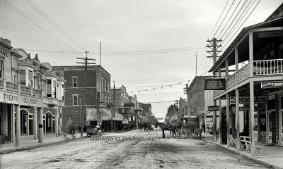 1908 - looking east on 12th Street  (now Flagler Street) at Avenue D (now Miami Avenue) in downtown Miami
