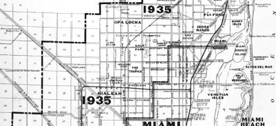 1925 - map of old Miami and surrounding environs in 1925, Fulford to Buena Vista, and projected growth by 1935