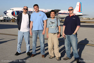 2011 - Dave Hartman, Marc Hookerman, Ben Wang and Joe Pries before flight in restored Eastern Air Lines DC-7B N836D