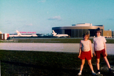 1976 - Dan and Denise Griffis at Miami International Airport with the National Airlines Maintenance Base in the background